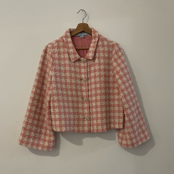 Hill House Home Bea Jacket in Pink Tweed size M - Picture 2 of 6